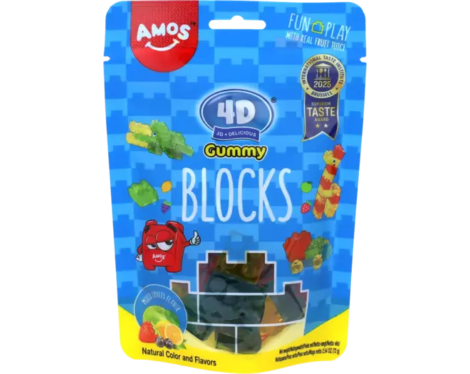 [SS001983] Amos 4D Gummy Blocks Mixed Fruits 72 g