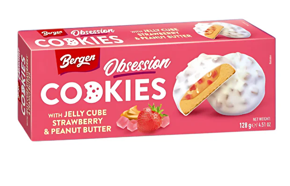 [SS002025] Bergen Cookies Jelly Cube Strawberry & Peanut Butter 128 g